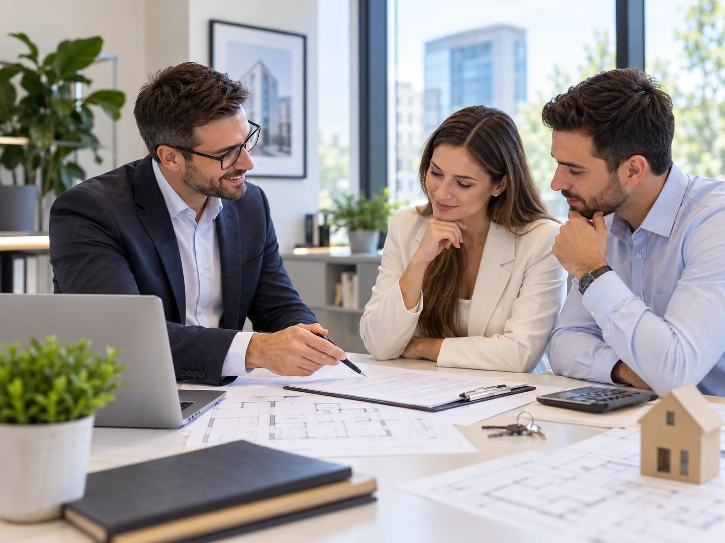 Reviewing a commercial lease at a desk